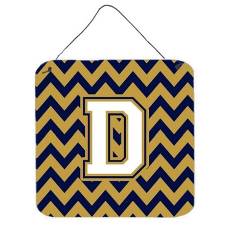 Carolines Treasures Letter D Chevron Navy Blue and Gold Wall or Door Hanging Prints CJ1057-DDS66